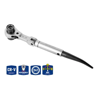 LLAVE DE TRINQUETE DE COLA AFILADA FLEXIBLE WORKPRO 4 EN 1