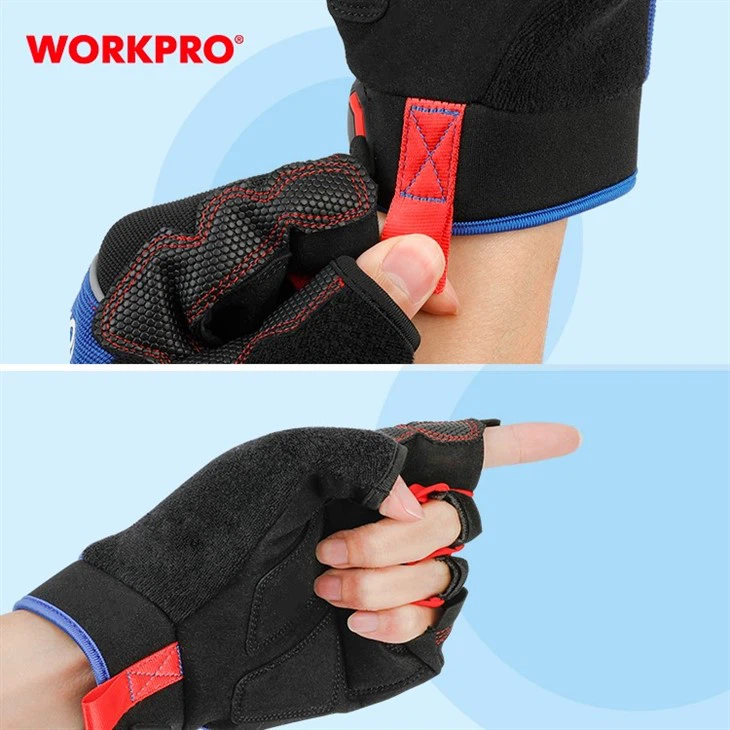 WORKPRO FINGERLESS MECHANIC WORK GLOVES - L
